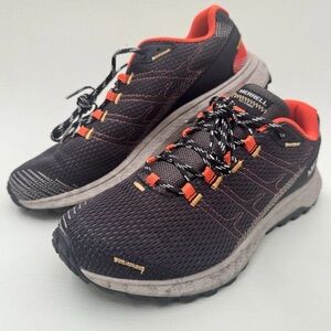 Merrell Fly Strike Men's Black with Tangerine Khaki trimming Trail Running Shoes